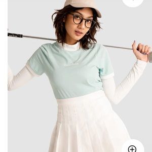 Fairmonde Mock Neck Slim Fit Golf Tee Activewear In Sky High Blue Size S